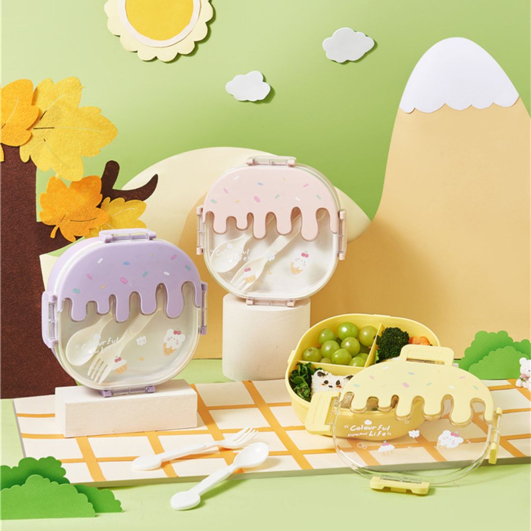 Portacomida Con Cubiertos Diseño De Helado