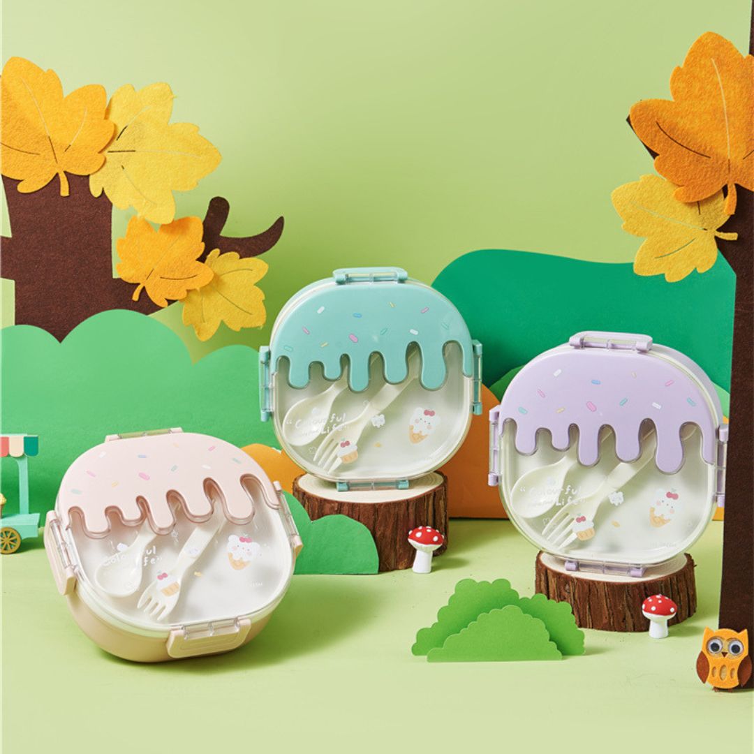 Portacomida Con Cubiertos Diseño De Helado