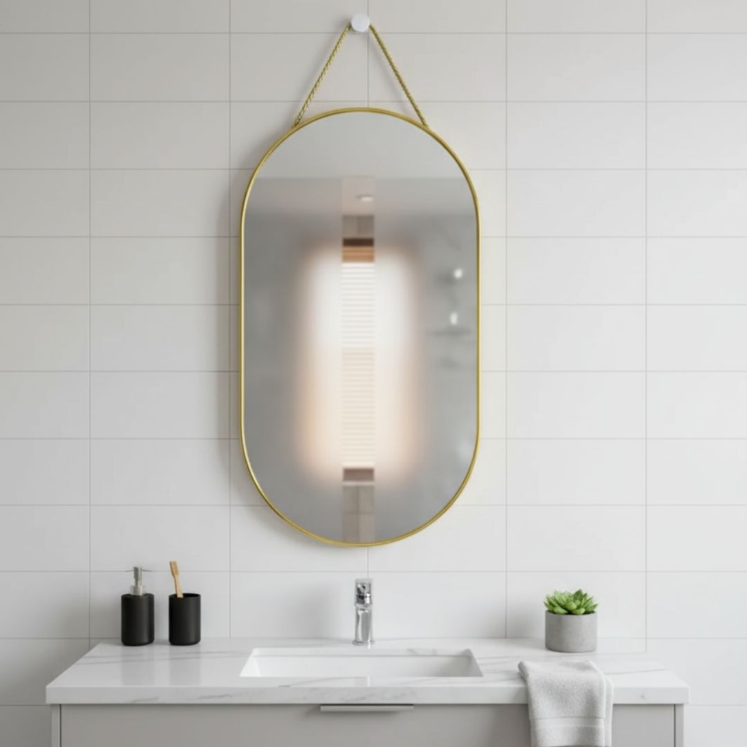 Espejo De Pared Ovalado Dorado