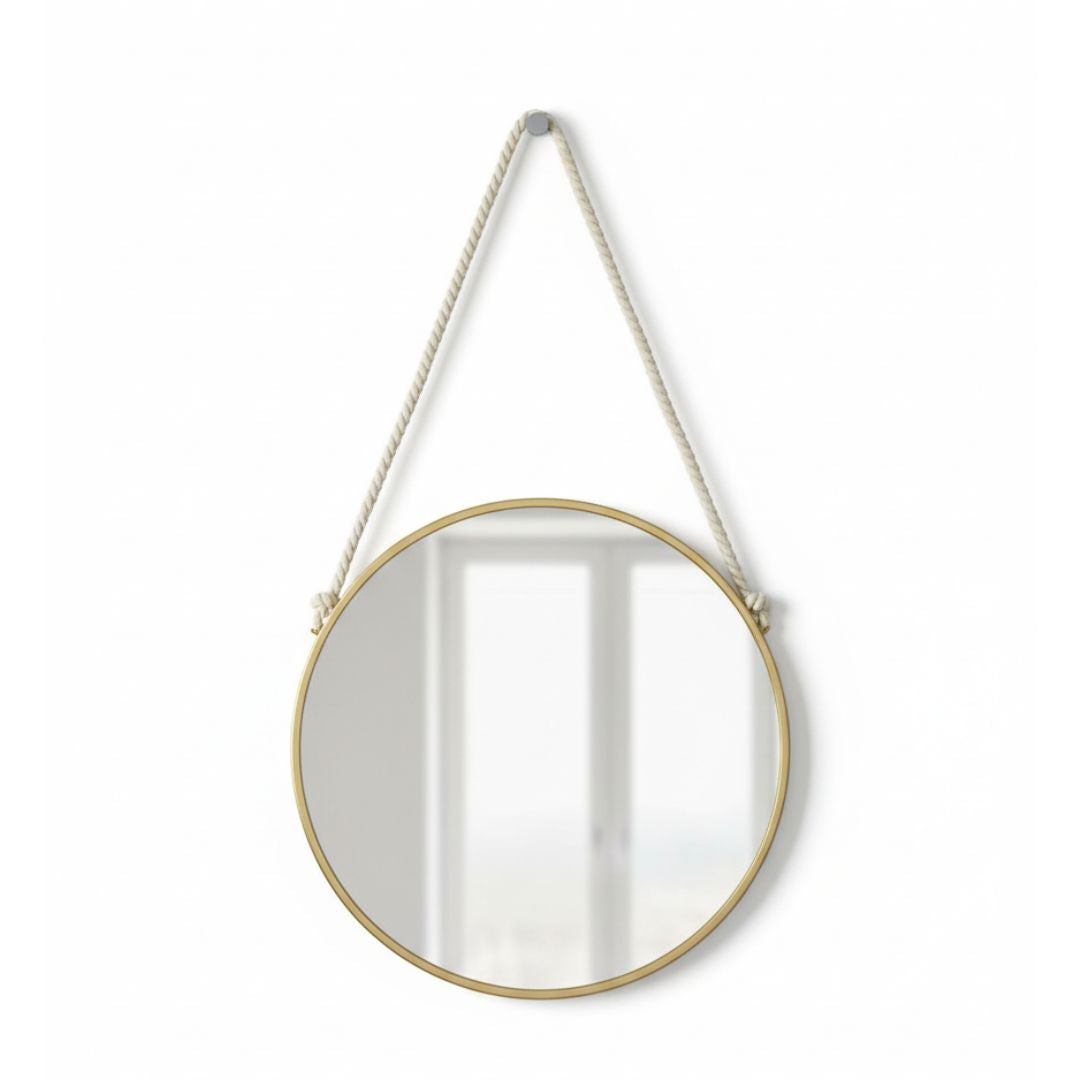 Espejo De Pared Redondo Dorado