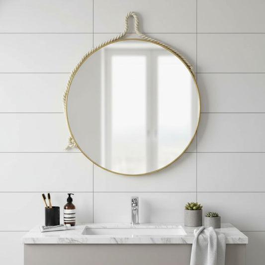 Espejo De Pared Redondo Dorado