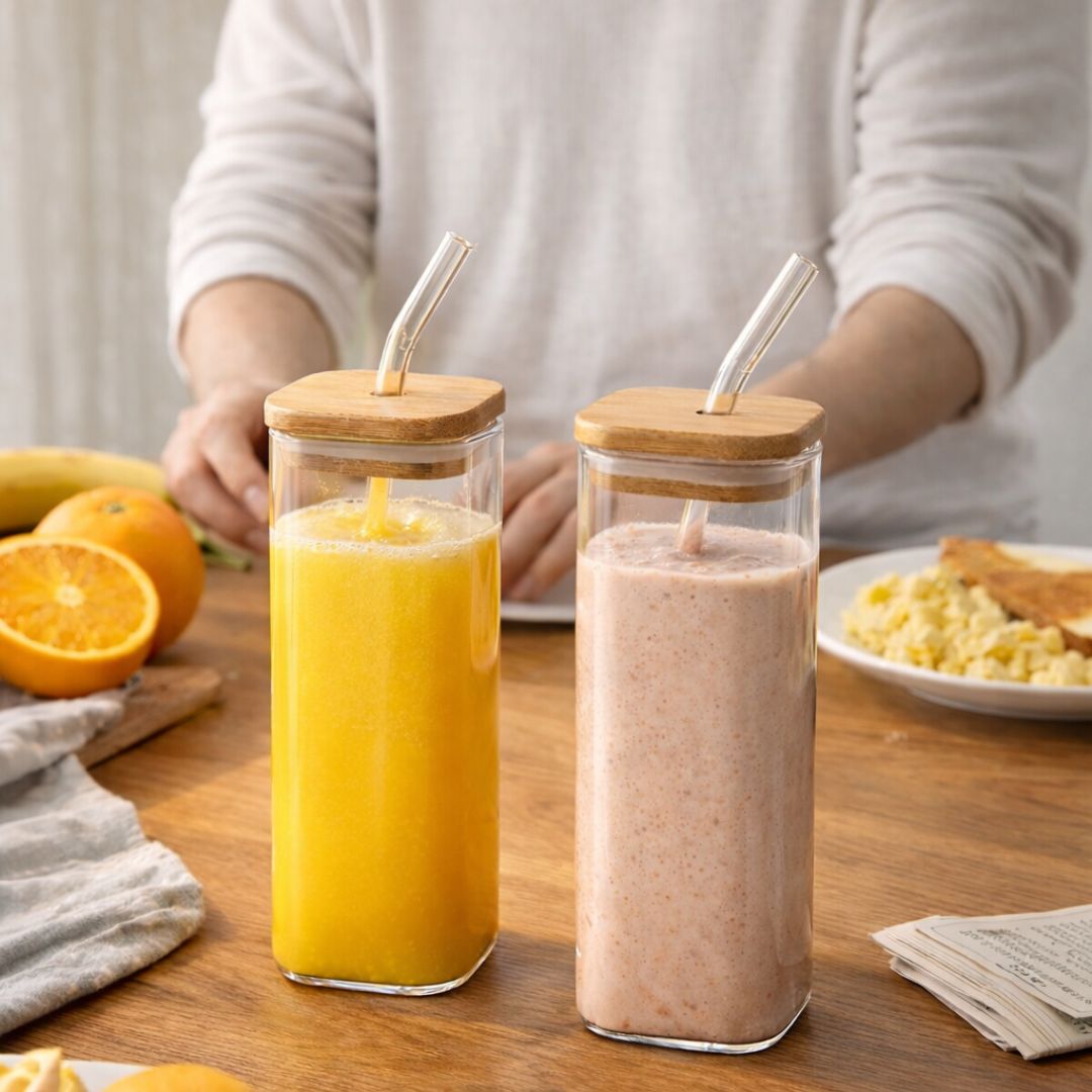 Vaso Cuadrado Con Pitillo