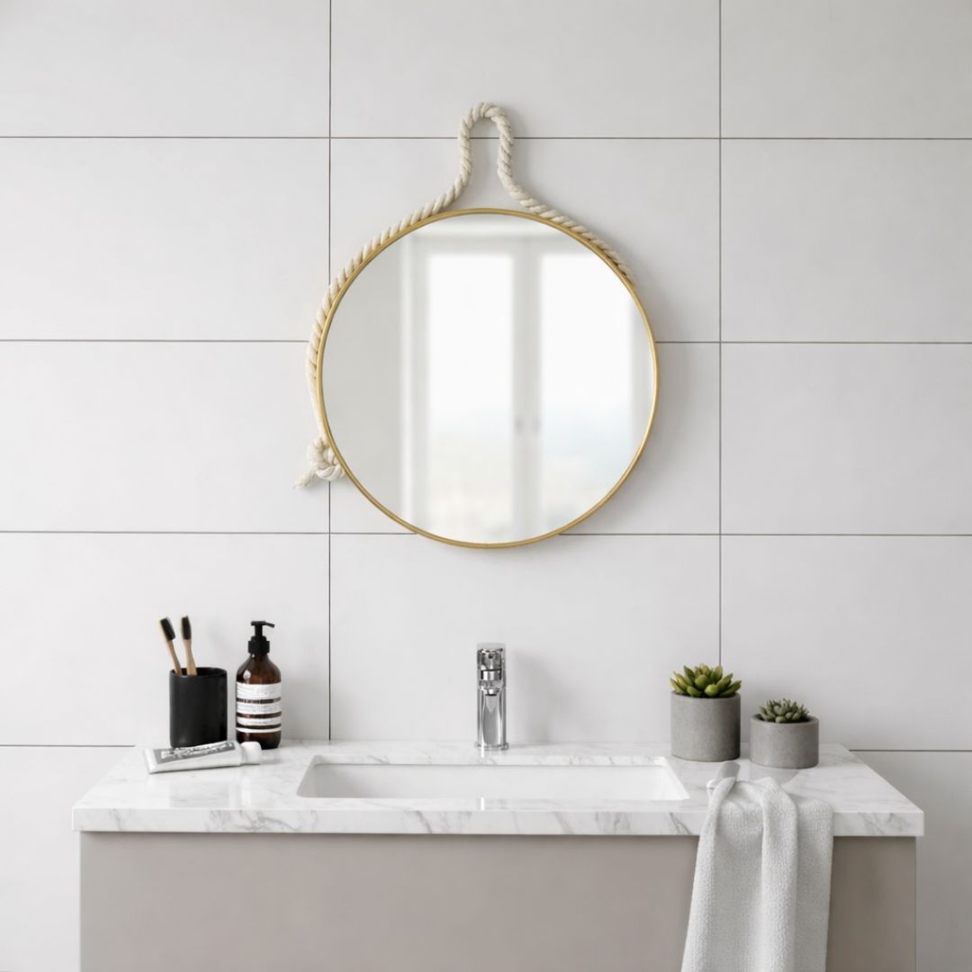 Espejo De Pared Redondo Dorado