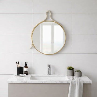 Espejo De Pared Redondo Dorado