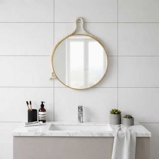 Espejo De Pared Redondo Dorado