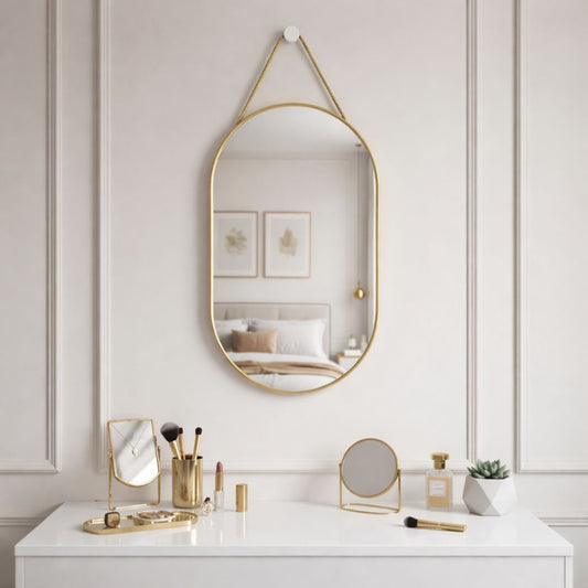 Espejo De Pared Ovalado Dorado